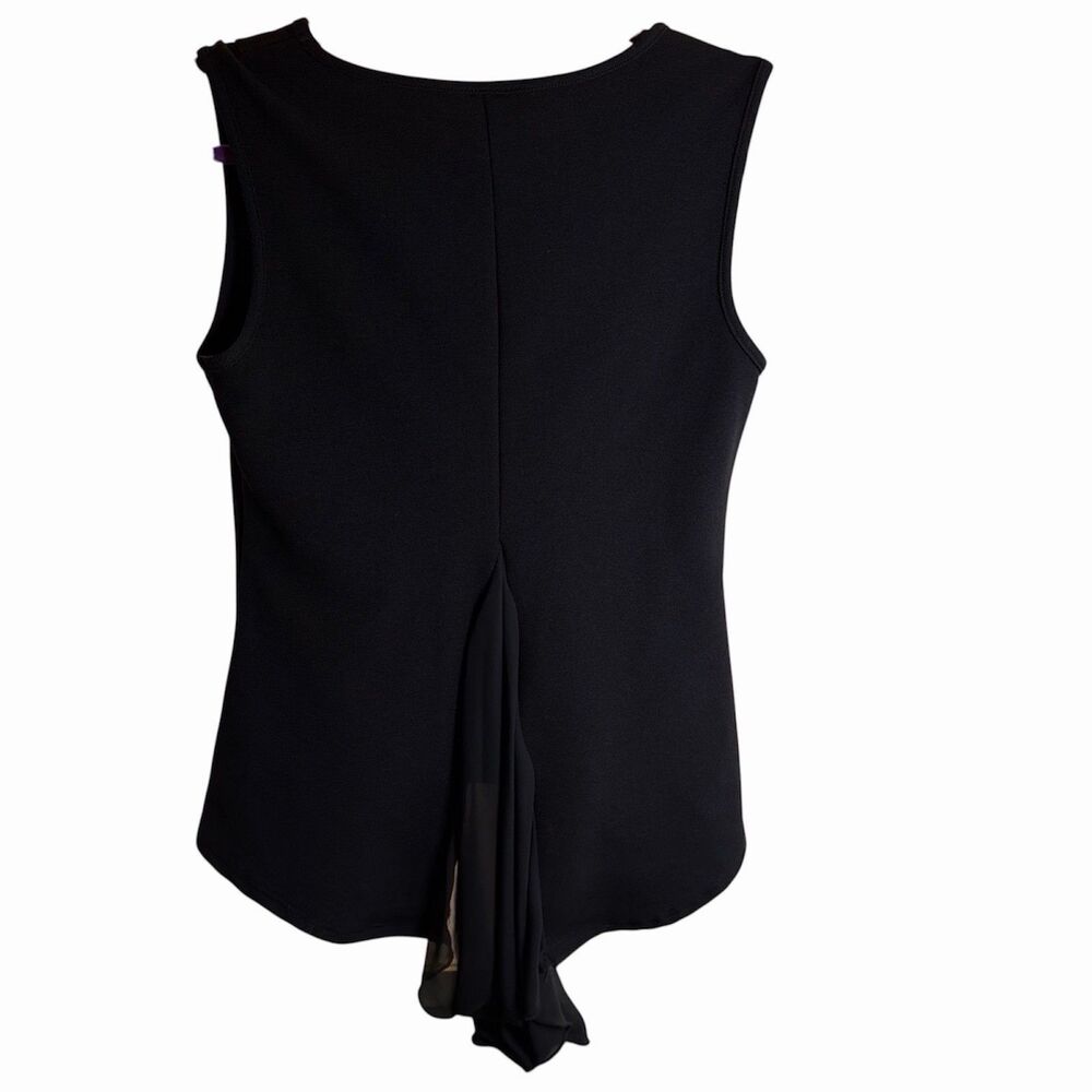 Romeo & Juliet Couture Black Sleeveless Peplum Top Sheer  Back Chiffon S